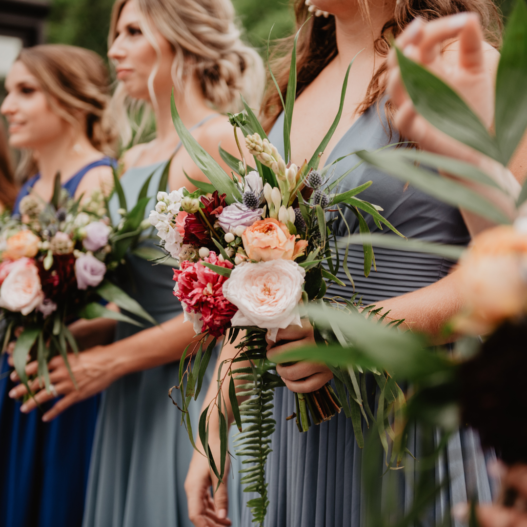 Bridesmaids and flowers